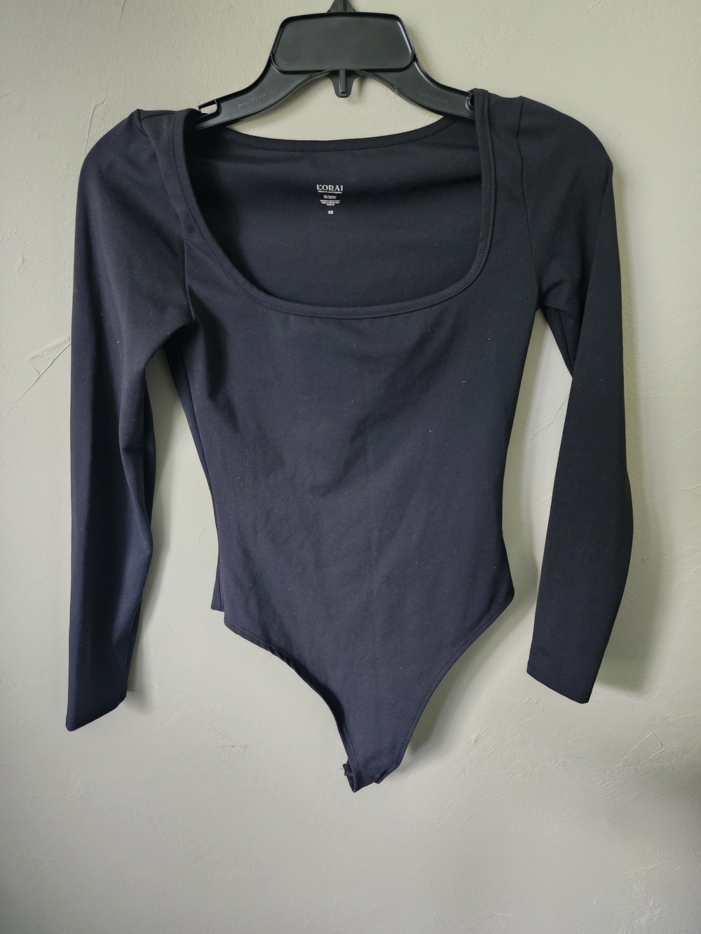 Korai Black Long-Sleeve Scoop Neck Bodysuit Size XS